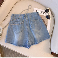Plus Size High-Waisted Denim Shorts-Light Blue-2XL-State of Style
