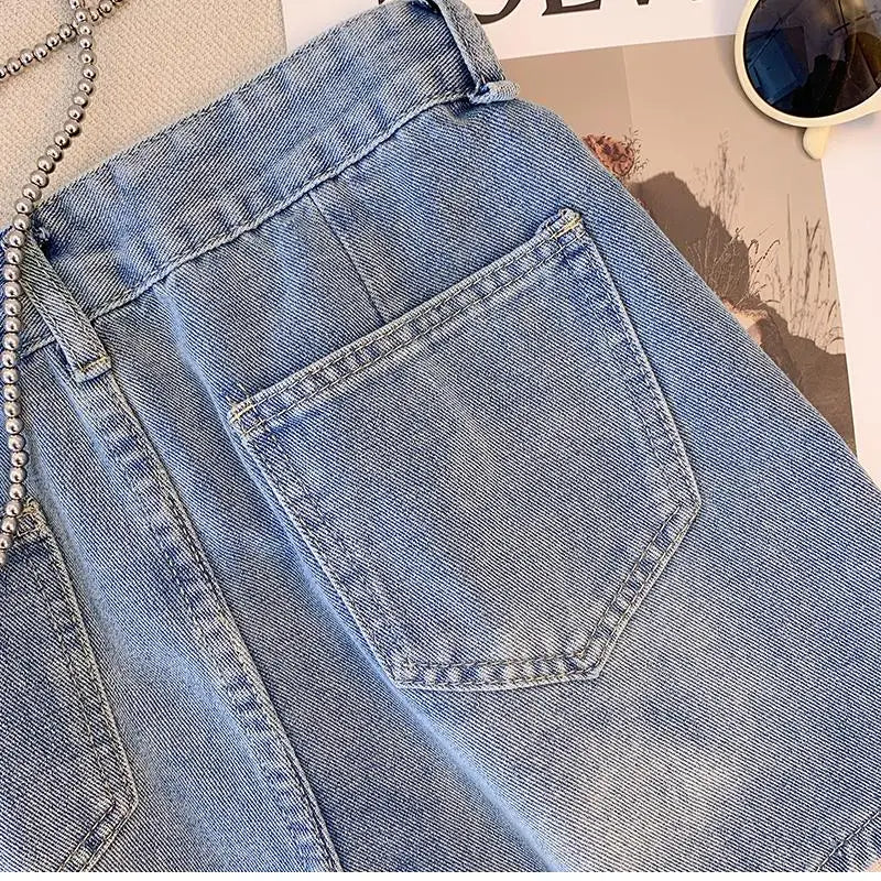 Plus Size High-Waisted Denim Shorts-Light Blue-2XL-State of Style