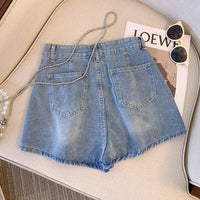 Plus Size High-Waisted Denim Shorts-Light Blue-2XL-State of Style