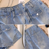 Plus Size High-Waisted Denim Shorts-Light Blue-2XL-State of Style