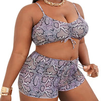 Plus-Size High-Waisted Leopard Print Swimsuit with Straps-Purple-2XL-State of Style