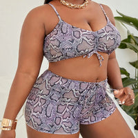 Plus-Size High-Waisted Leopard Print Swimsuit with Straps-Purple-2XL-State of Style