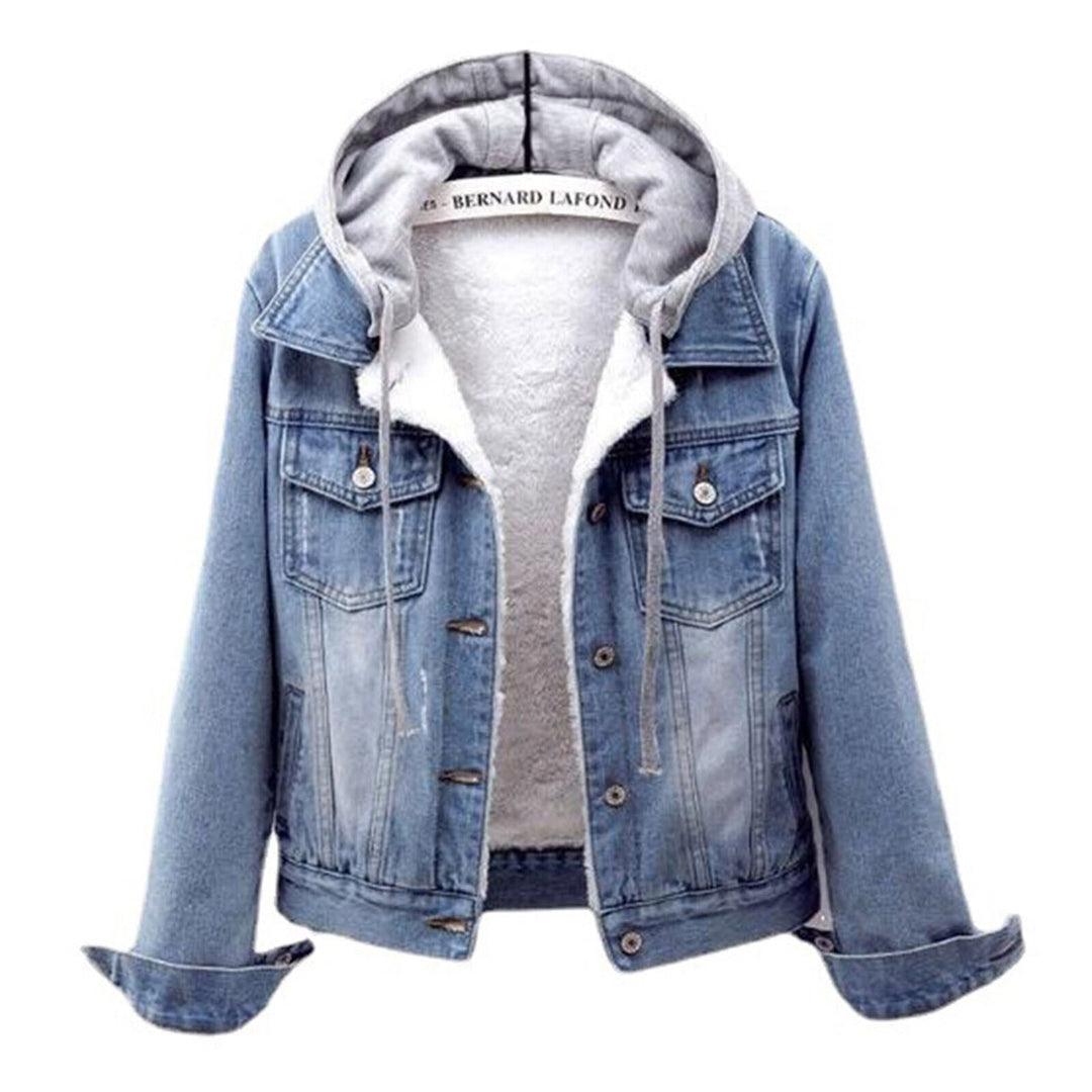 Plus Size Hooded Denim Jacket | Stylish & Comfortable-Light Blue-S-State of Style