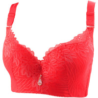 Plus Size Lace Full Cup Minimizer Bra-Red-12-C-State of Style
