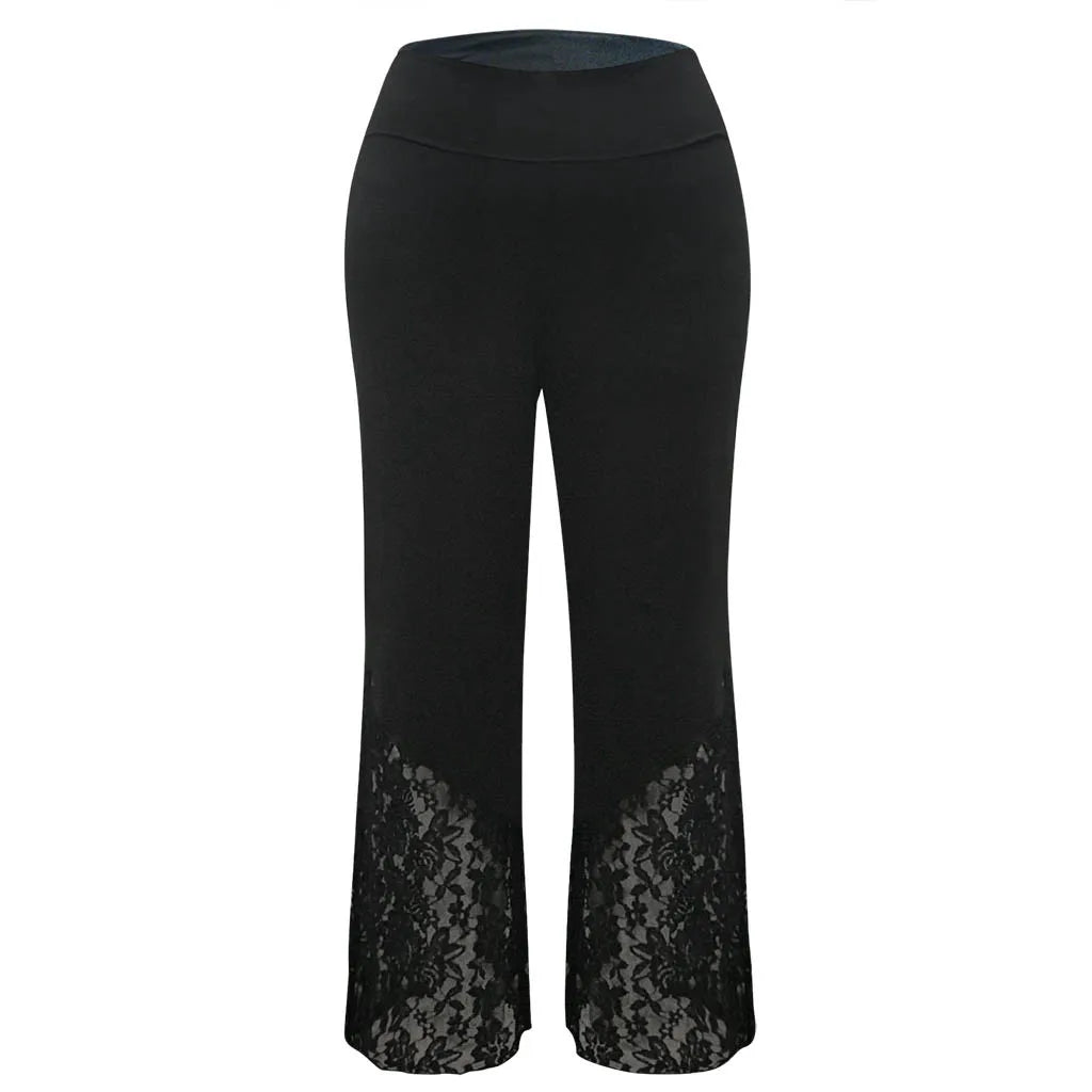 Plus Size Lace Leisure Pants – Flattering & Feminine Wide-Leg Fit-L-State of Style