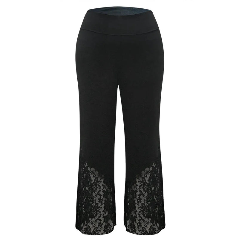 Plus Size Lace Leisure Pants – Flattering & Feminine Wide-Leg Fit-L-State of Style