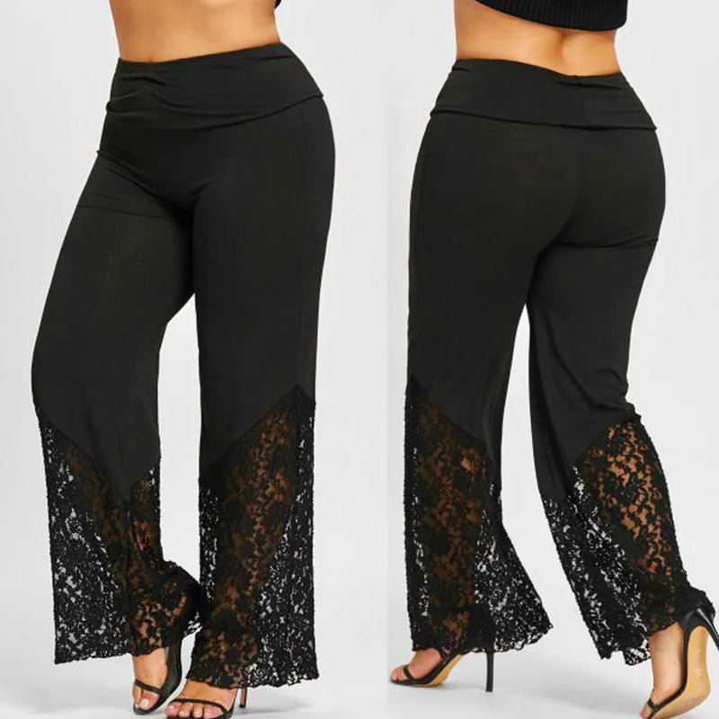Plus Size Lace Leisure Pants – Flattering & Feminine Wide-Leg Fit-L-State of Style