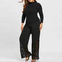 Plus Size Lace Leisure Pants – Flattering & Feminine Wide-Leg Fit-L-State of Style