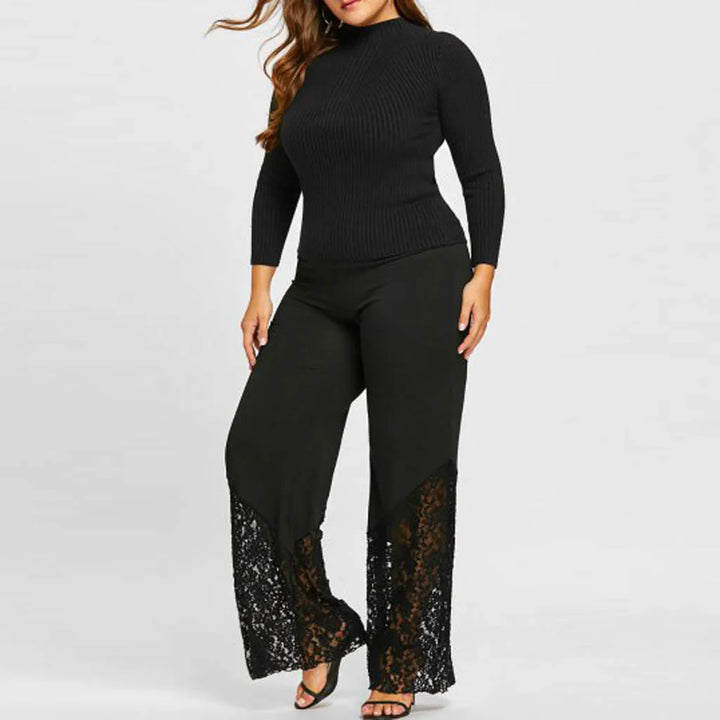 Plus Size Lace Leisure Pants – Flattering & Feminine Wide-Leg Fit-L-State of Style