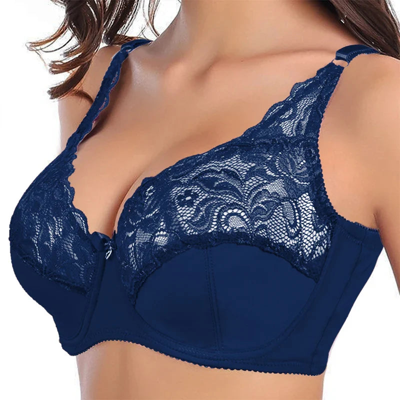 Plus Size Lace Push-Up Bra – Elegant & Supportive-Blue-10C-State of Style