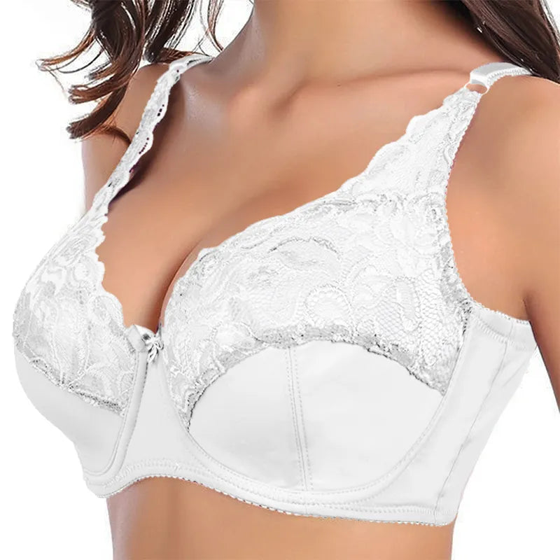 Plus Size Lace Push-Up Bra – Elegant & Supportive-White-10C-State of Style