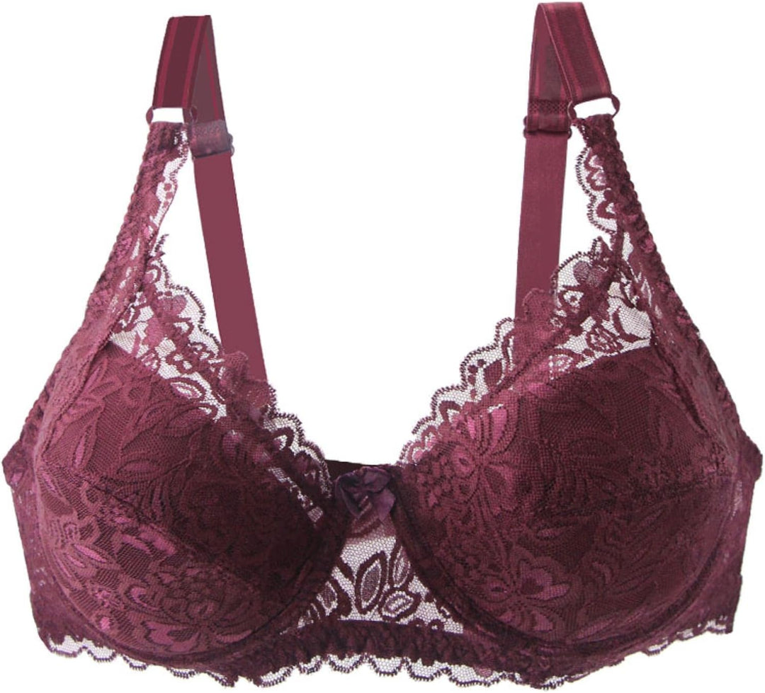 Plus Size Lace Push-Up Bra – Sensual & Supportive-Burgundy-10C-State of Style