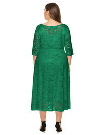 Plus Size Midi Dress with Contrasting Lace-Black-XL-State of Style
