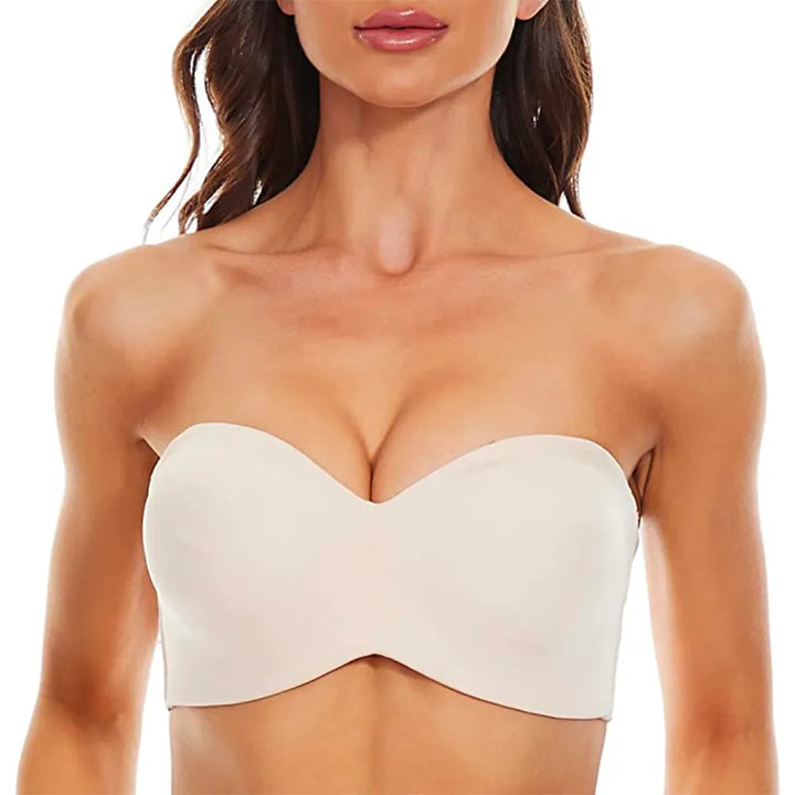 Plus Size Non-Slip Convertible Bandeau Bra – Supportive & Versatile-Beige-10-B-State of Style