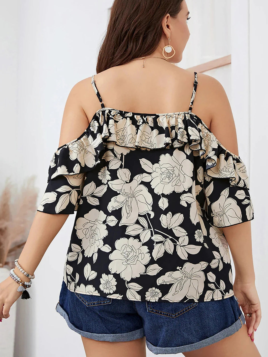 Plus-Size Off-Shoulder Blouse – Casual & Chic for Spring & Summer-Black-2XL-State of Style