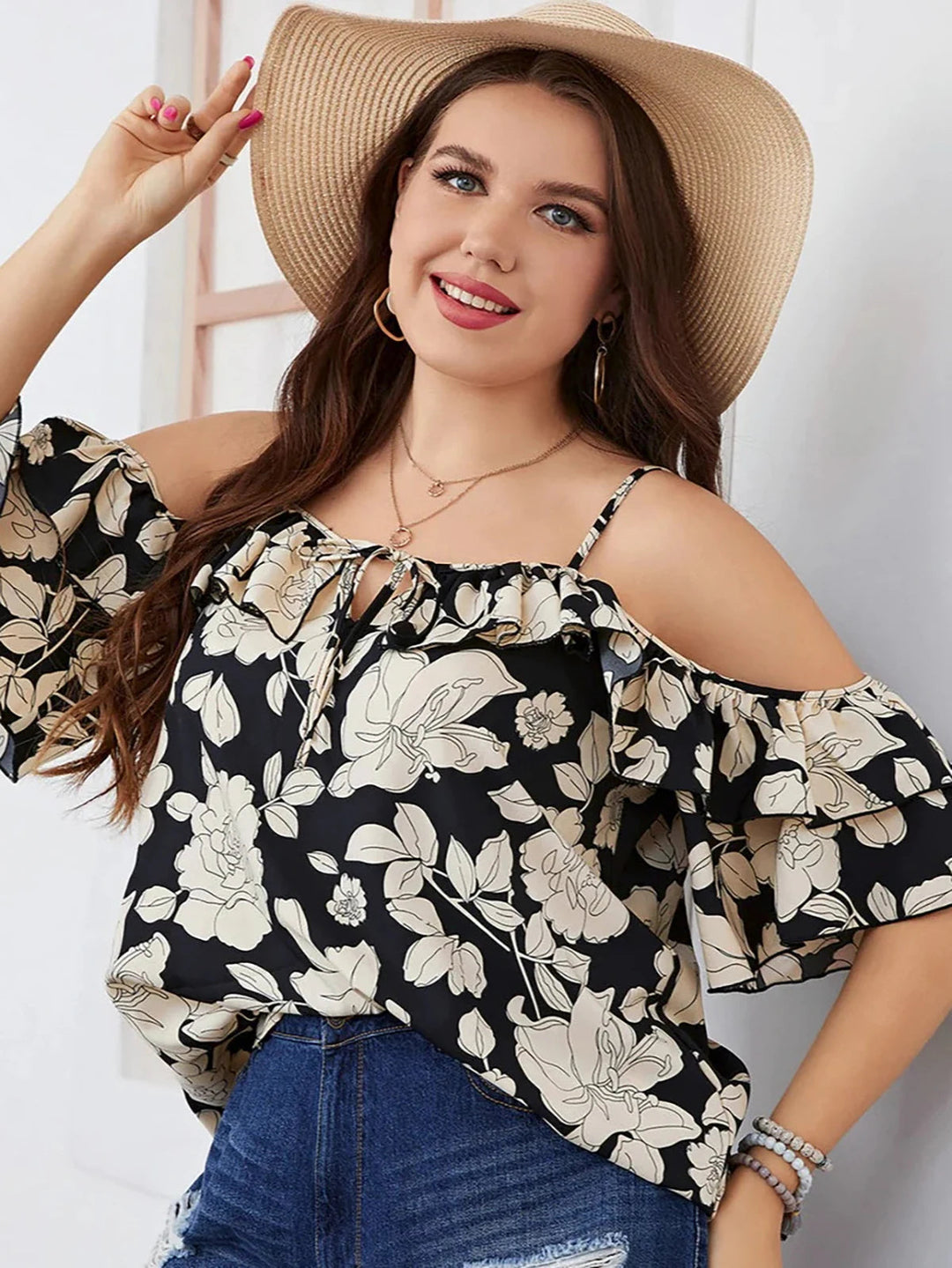 Plus-Size Off-Shoulder Blouse – Casual & Chic for Spring & Summer-Black-2XL-State of Style