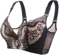 Plus Size Palm Print Lace Bra – Supportive & Stylish-Blue-12C-State of Style