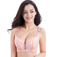 Plus Size Palm Print Lace Bra – Supportive & Stylish-Blue-12C-State of Style