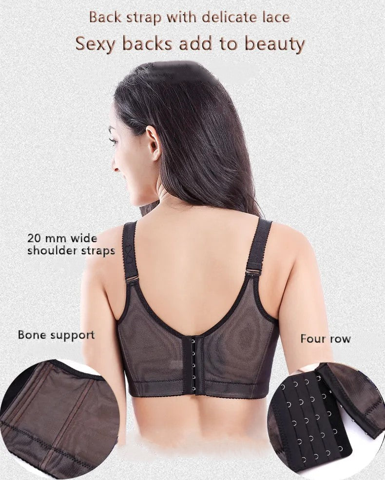 Plus Size Palm Print Lace Bra – Supportive & Stylish-Blue-12C-State of Style