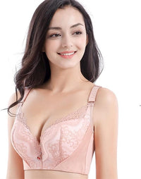 Plus Size Palm Print Lace Bra – Supportive & Stylish-Blue-12C-State of Style