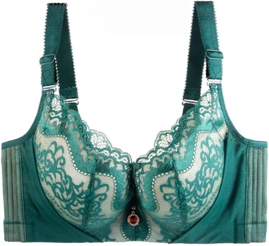 Plus Size Palm Print Lace Bra – Supportive & Stylish-Green-12C-State of Style