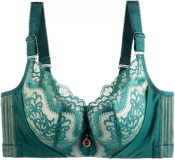 Plus Size Palm Print Lace Bra – Supportive & Stylish-Green-12C-State of Style