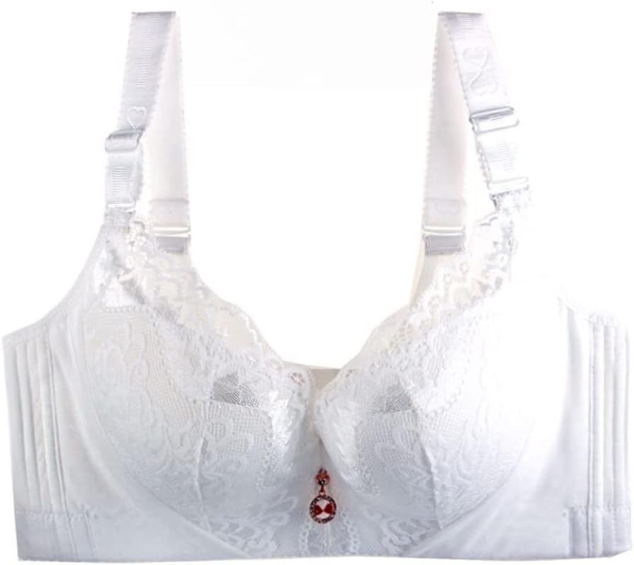 Plus Size Palm Print Lace Bra – Supportive & Stylish-White-12C-State of Style