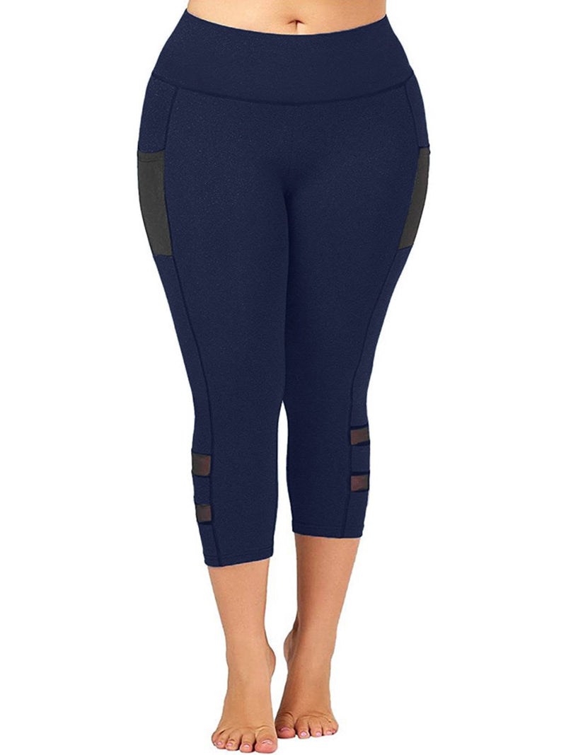 Plus Size PowerUp Solid Summer Yoga Leggings-Blue-2XL-State of Style