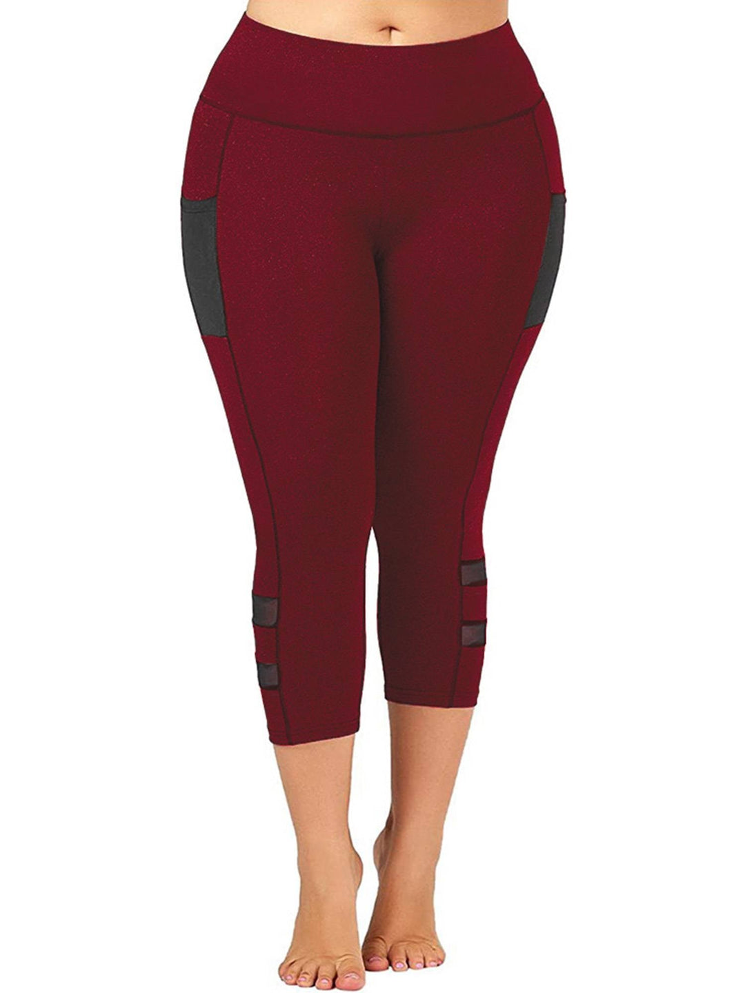 Plus Size PowerUp Solid Summer Yoga Leggings-Burgundy-2XL-State of Style