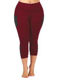 Plus Size PowerUp Solid Summer Yoga Leggings-Burgundy-2XL-State of Style