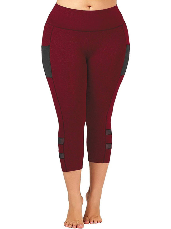 Plus Size PowerUp Solid Summer Yoga Leggings-Burgundy-2XL-State of Style