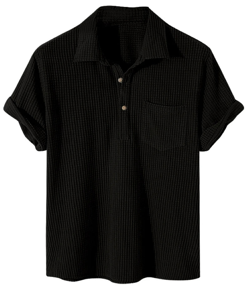 Plus Size Spring/Summer Star Polo Tee-Black-2X-State of Style