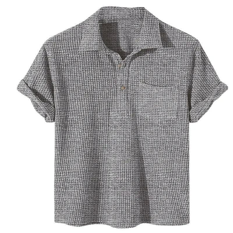 Plus Size Spring/Summer Star Polo Tee-Grey-2X-State of Style