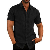 Plus Size Summer Breeze Linen Shirt for Men-Black-2XL-State of Style