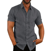 Plus Size Summer Breeze Linen Shirt for Men-Grey-2XL-State of Style