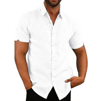 Plus Size Summer Breeze Linen Shirt for Men-White-2XL-State of Style