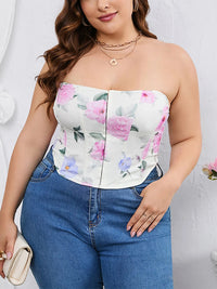 Plus Size Summer Night Bandage Top – Sexy Backless Clubwear-White Floral Print-2XL-State of Style