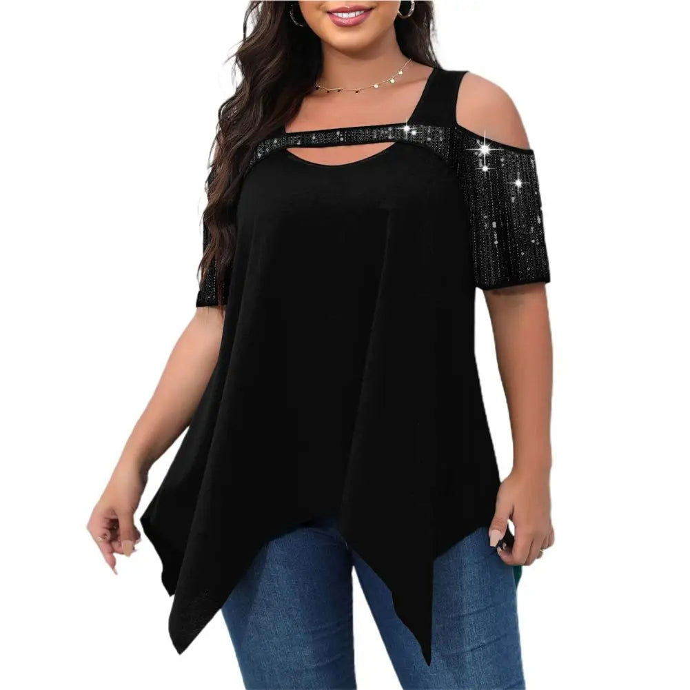 Plus Size Summer Streetwear Off-Shoulder Top-Black-2XL-State of Style