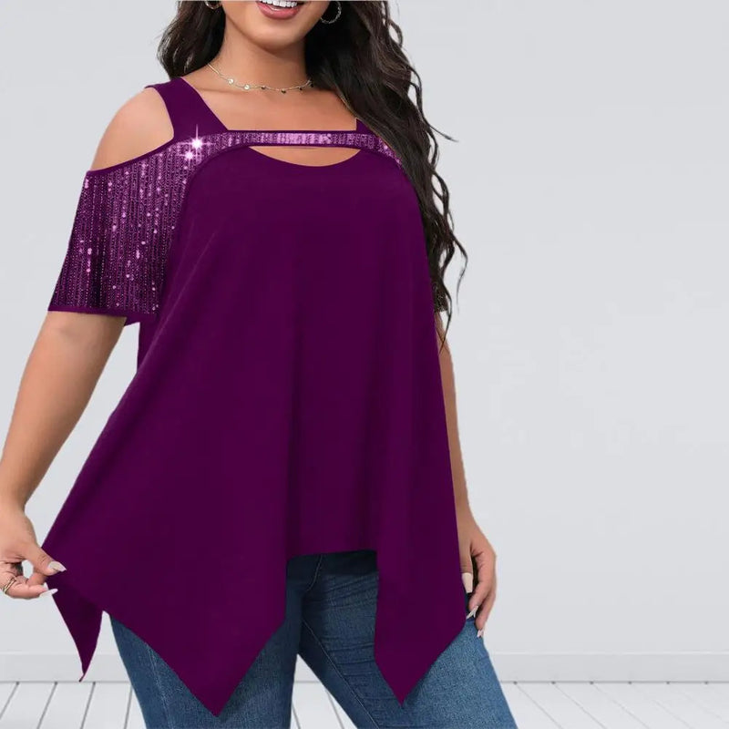Plus Size Summer Streetwear Off-Shoulder Top-Purple-2XL-State of Style