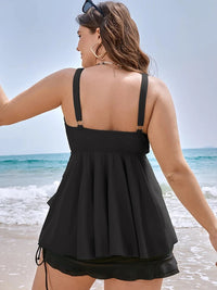 Plus-Size Tummy Control Beach Babe Set-Black-2XL-State of Style