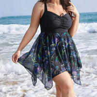Plus Size Tummy Control Beach Dress – Elegant Skirtini Swimsuit-Black-2XL-State of Style