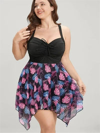 Plus Size Tummy Control Beach Dress – Elegant Skirtini Swimsuit-Purple-2XL-State of Style