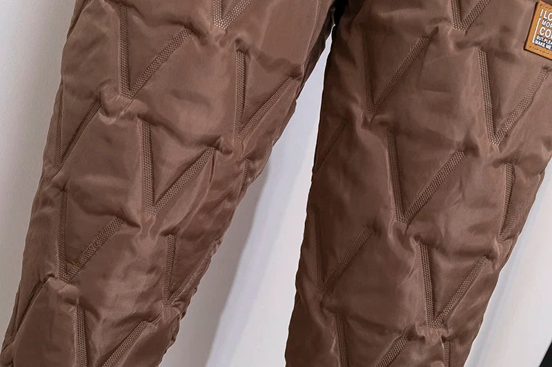 Plus Size Winter Down Cotton Pants-Brown-S-State of Style