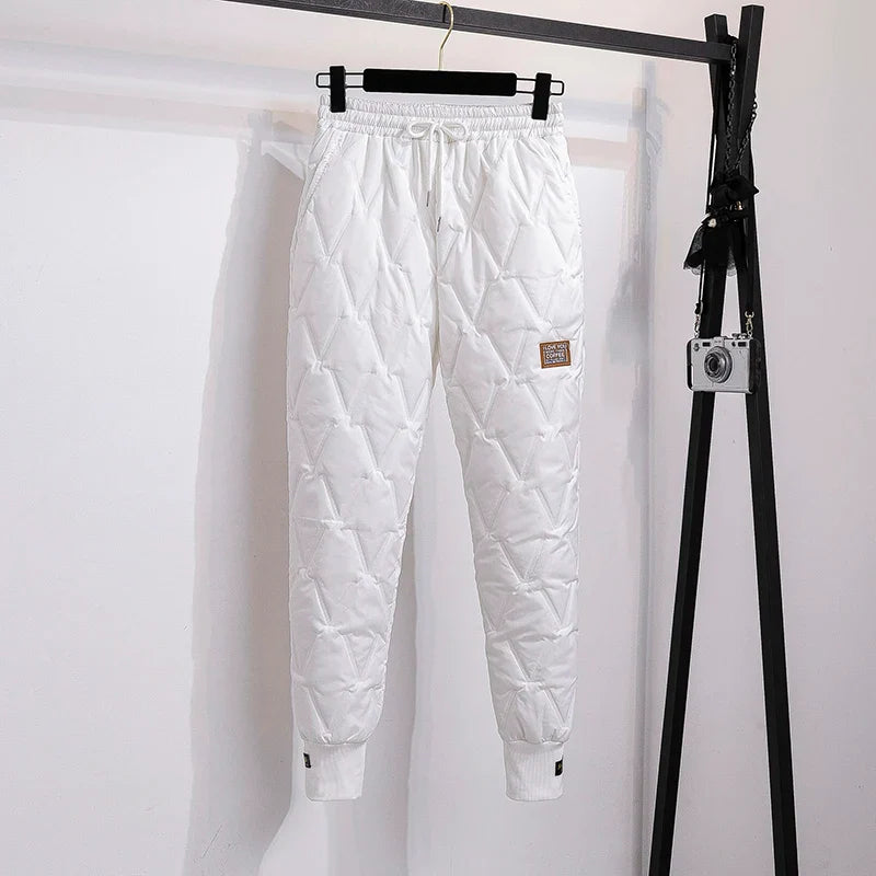 Plus Size Winter Down Cotton Pants-White-S-State of Style