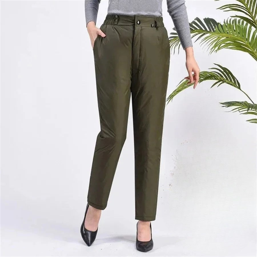 Plus-Size Winter Straight Down Pants – Warm & Stylish for Cold Weather-Army Green-S-State of Style