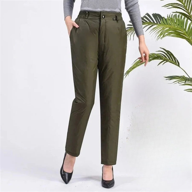 Plus-Size Winter Straight Down Pants – Warm & Stylish for Cold Weather-Army Green-S-State of Style