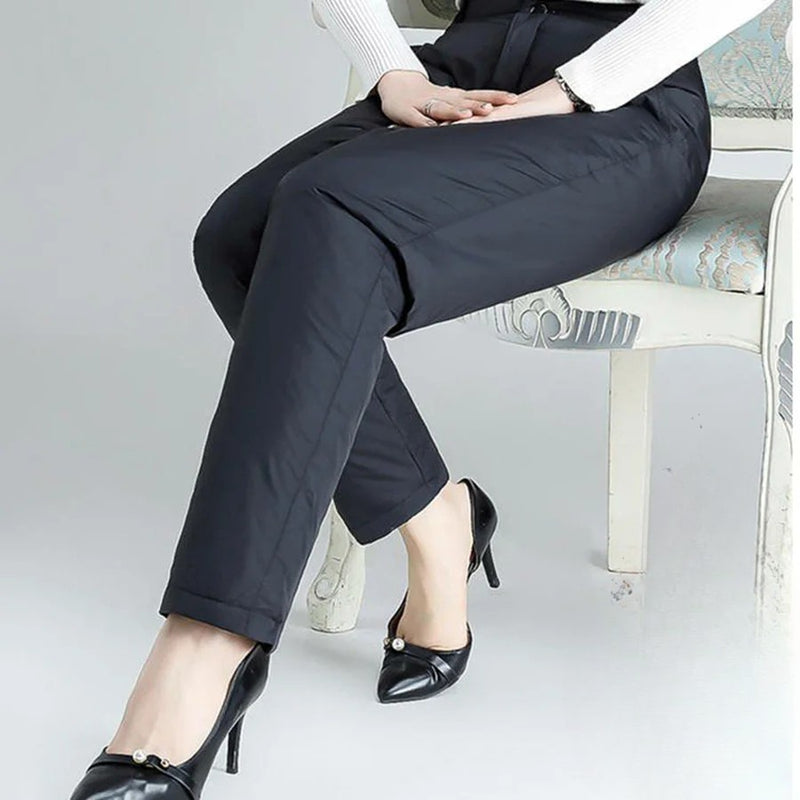 Plus-Size Winter Straight Down Pants – Warm & Stylish for Cold Weather-Black-S-State of Style