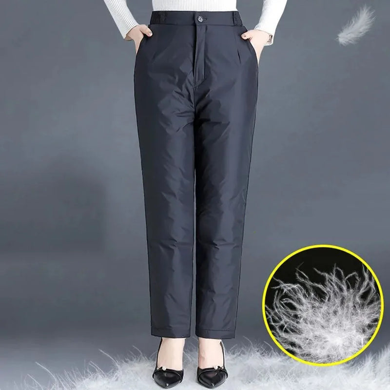 Plus-Size Winter Straight Down Pants – Warm & Stylish for Cold Weather-Blue-S-State of Style