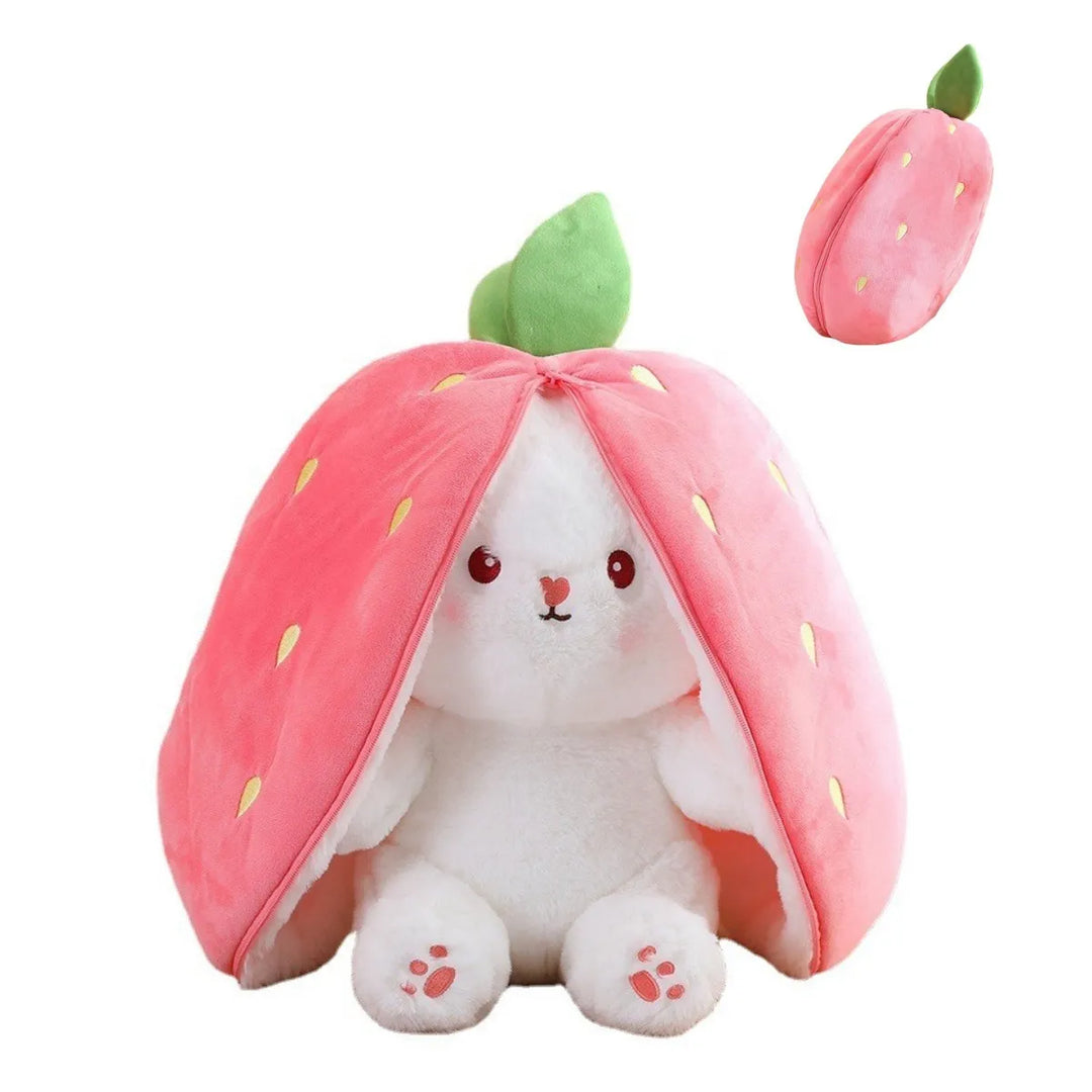 Plush Animal that Transforms into a Fruit Cuddly Toy - BerryBunny-20cm (7.9 inches 0.2kg)-Rabbit - Strawberry-State of Style