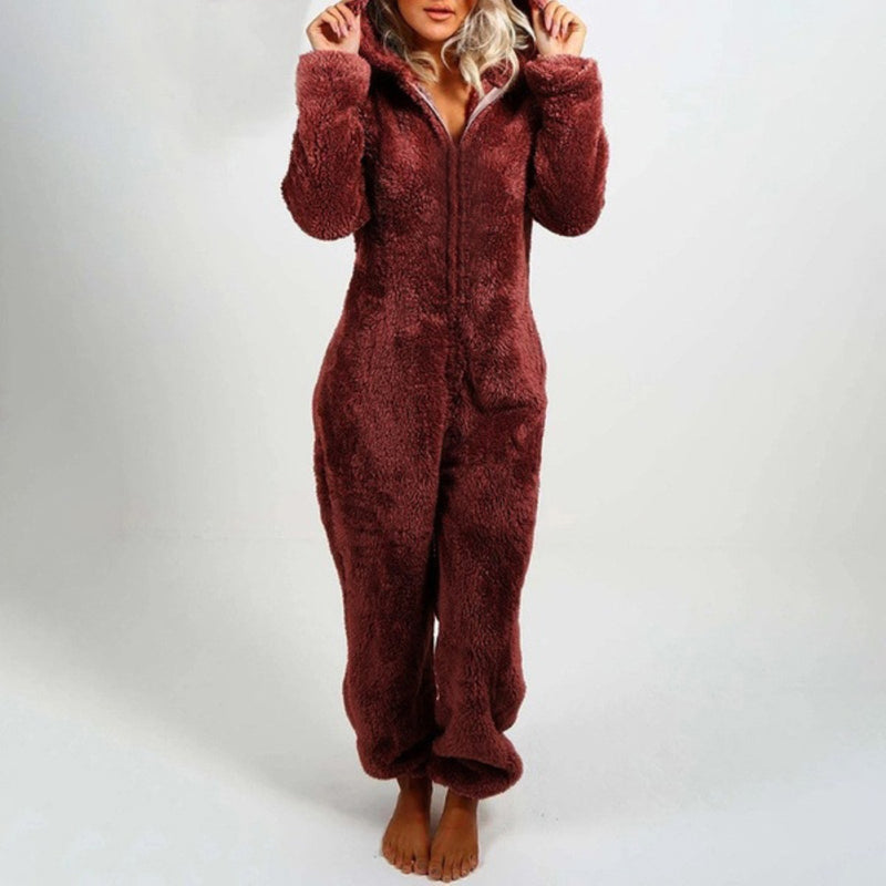 Plush Comfy Onesie for Ladies - Harper-Bordeaux-S-State of Style